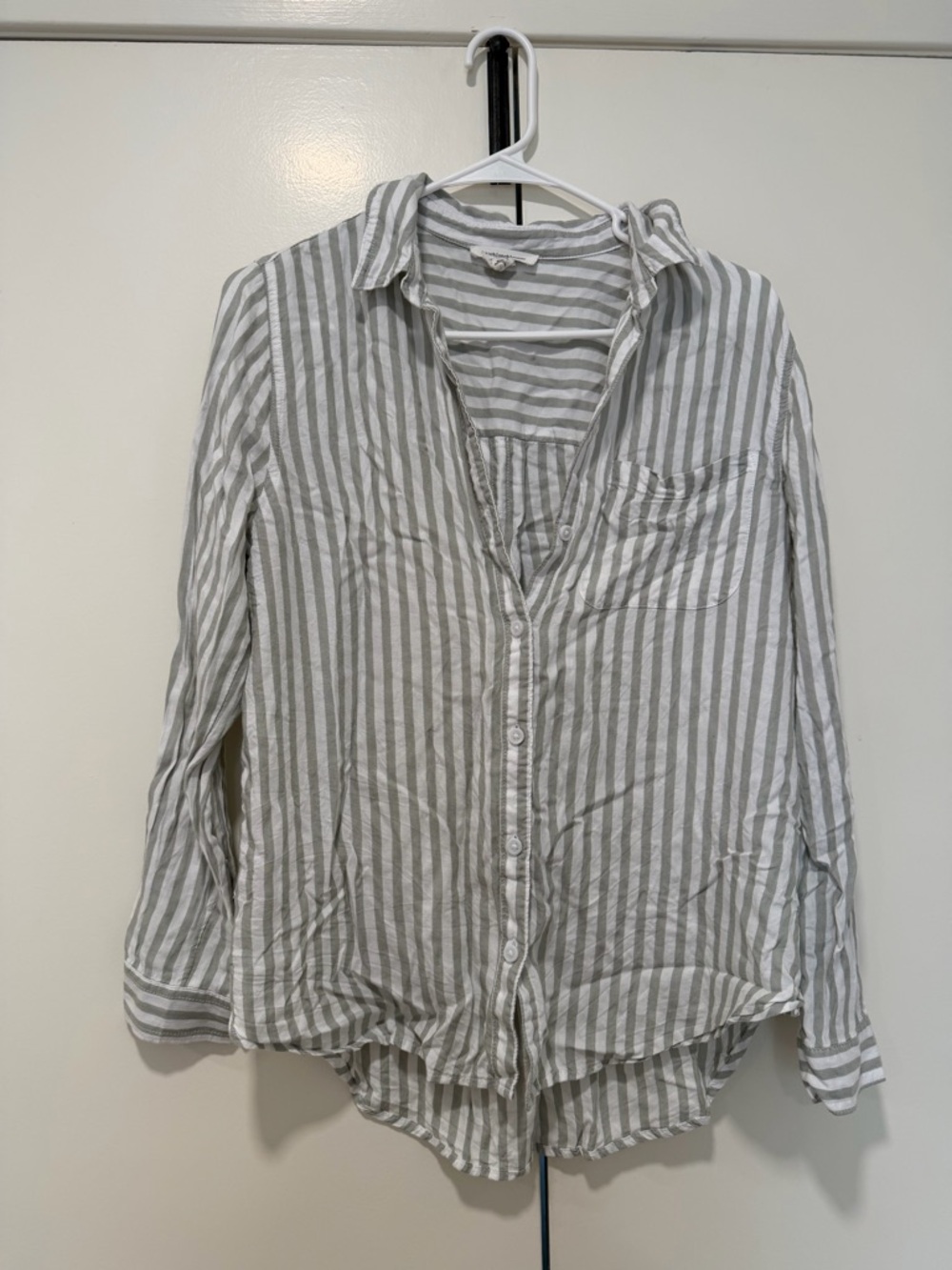 Nordstrom Gray and White Striped Button-Up Shirt